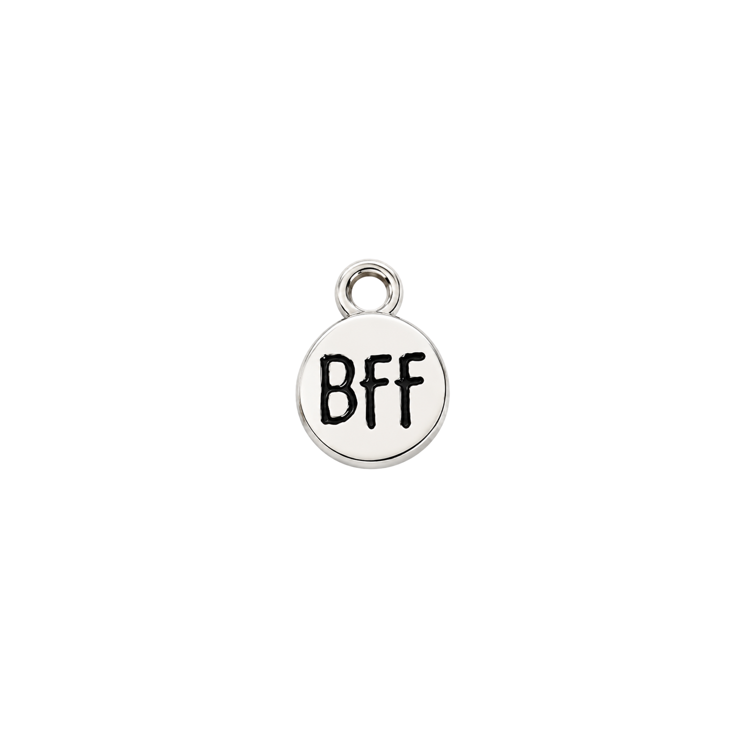 BFF Friendship Charm | Silver Best Friends Charm | Mini Round Charm Pendant