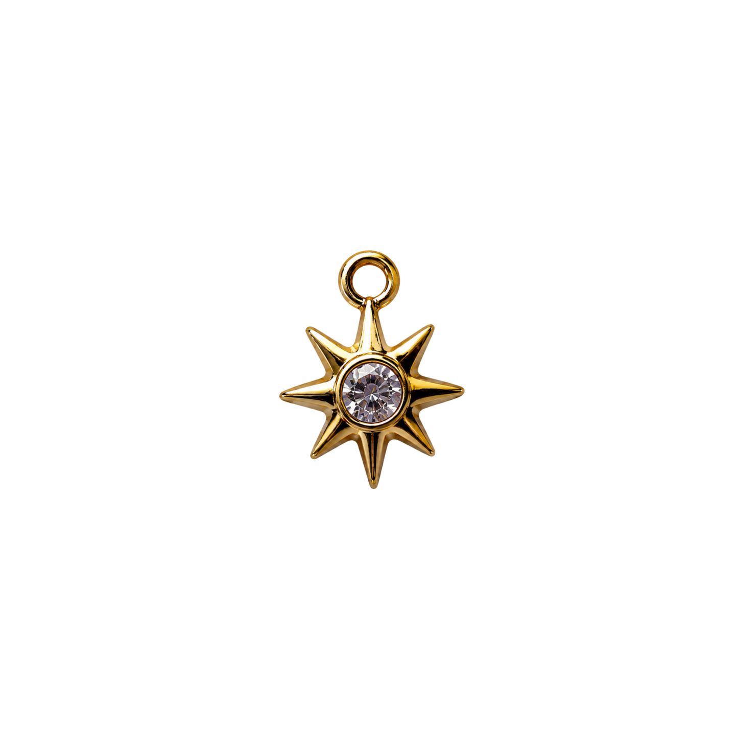 Gold Crystal North Star Charm | Celestial Star Charm | Tiny Silver Star Accent
