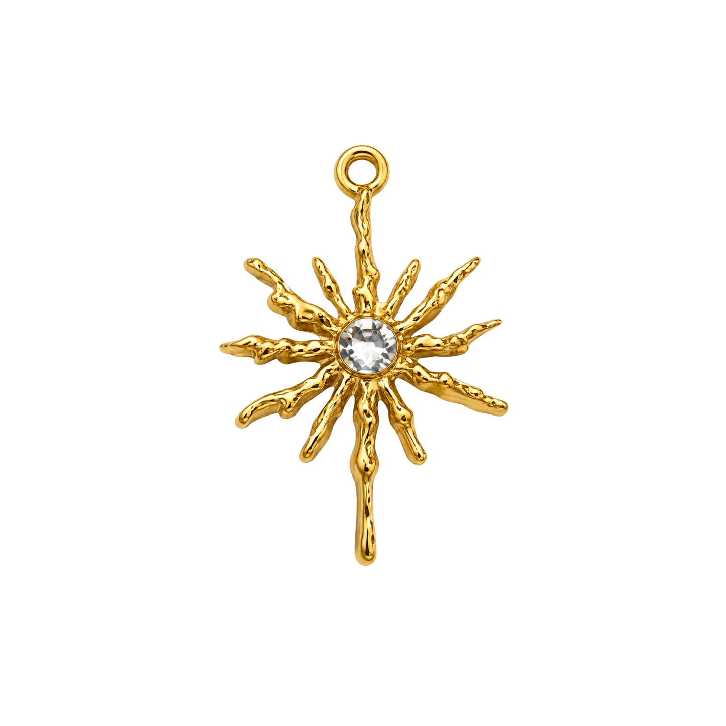 Gold Crystal Sun Charm | Celestial Sunburst Charm | Silver Sun Charm