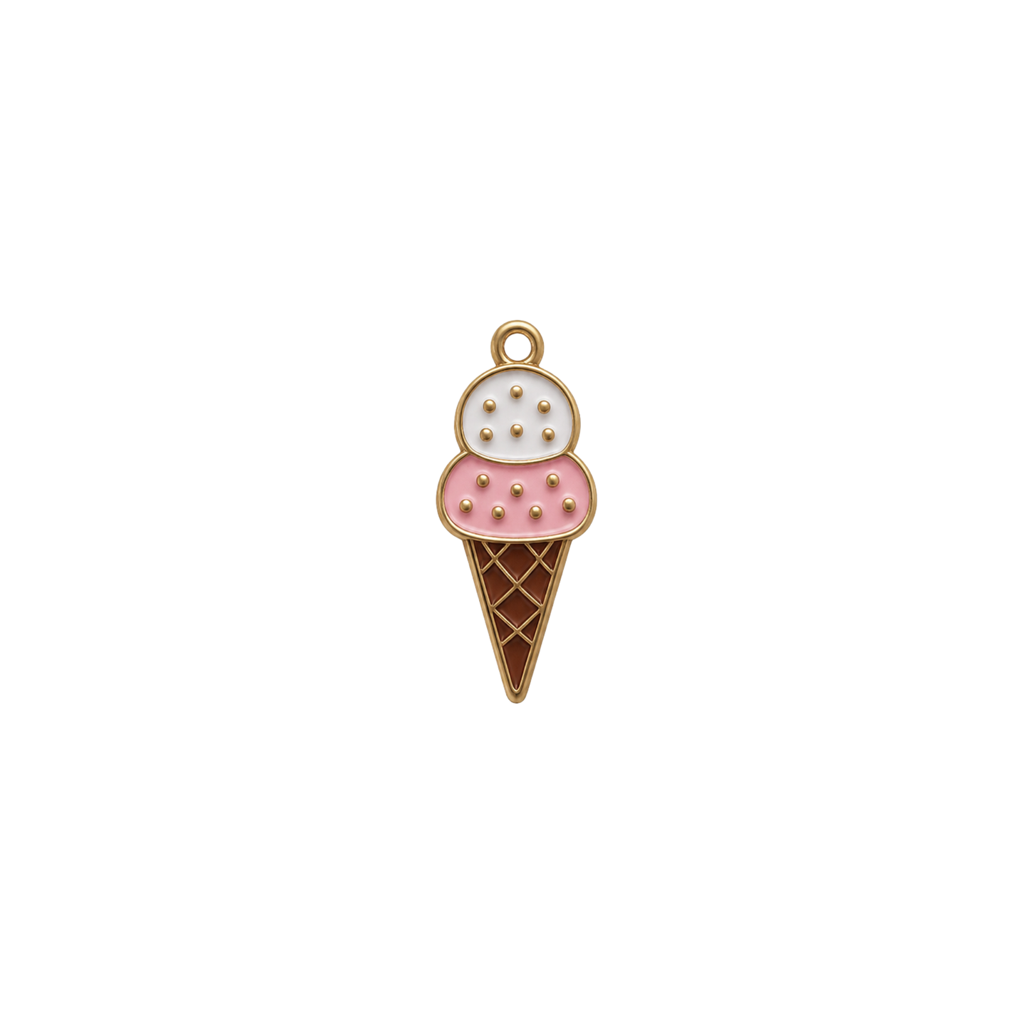Ice Cream Cone Charm | Enamel Double Scoop Ice Cream Charm
