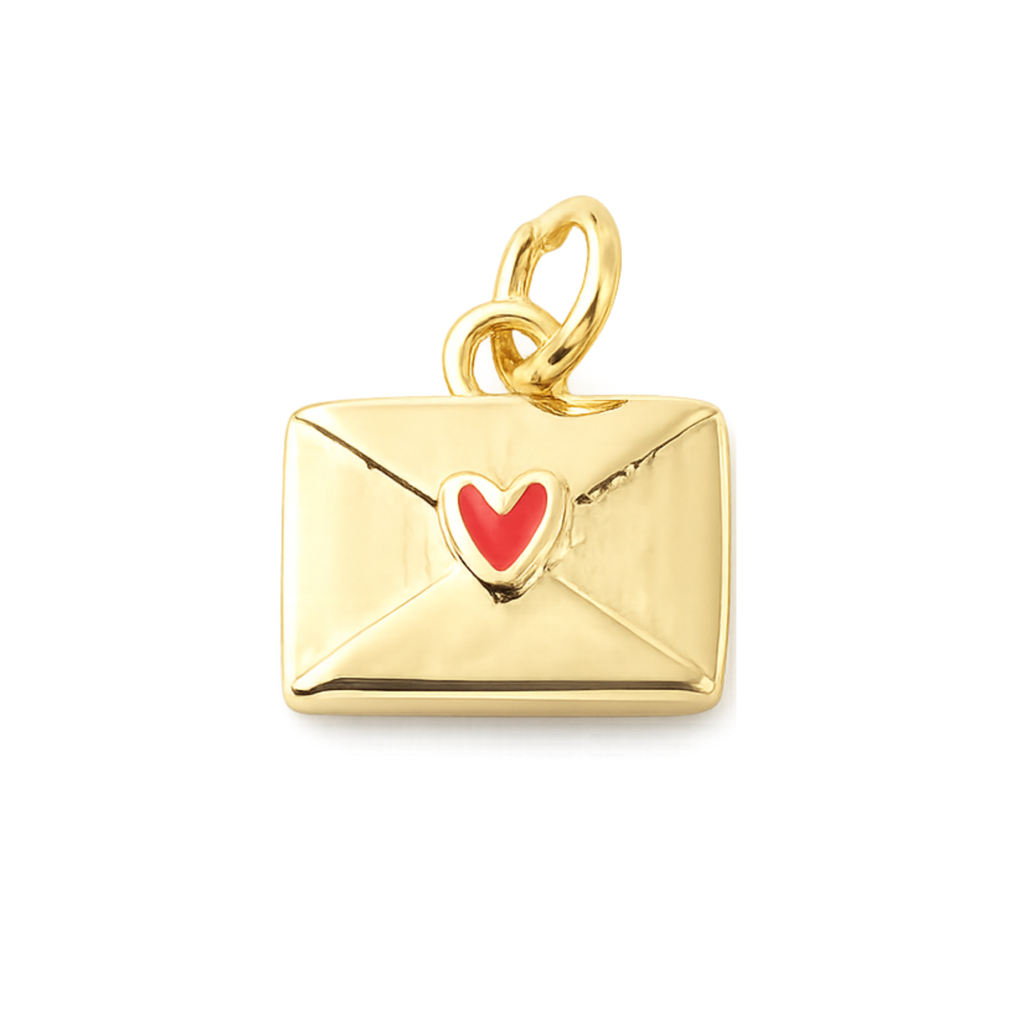 Love Letter Envelope Charm | Gold Mail Charm with Red Heart | Bookish Charm Bar