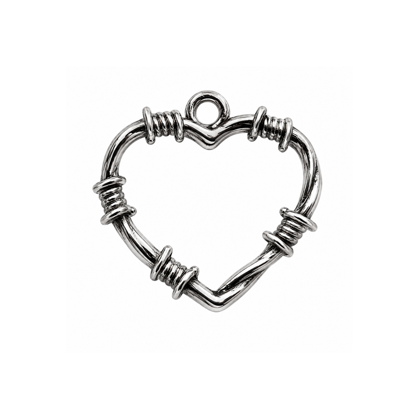 Silver Barbed Wire Heart Charm | Western Heart Charm | Minimalist Charm Bar