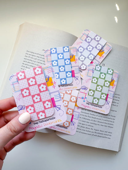 Plaid Daisy Magnetic Bookmarks
