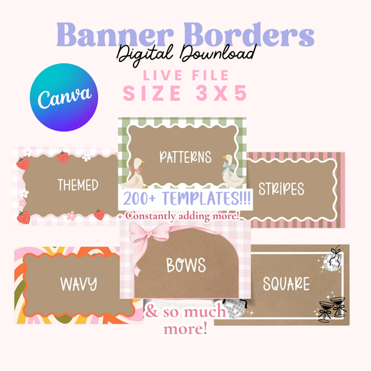 Huge Editable Banner Border Template Bundle 200+ 3x5| Digital Canva Files | Instant Download