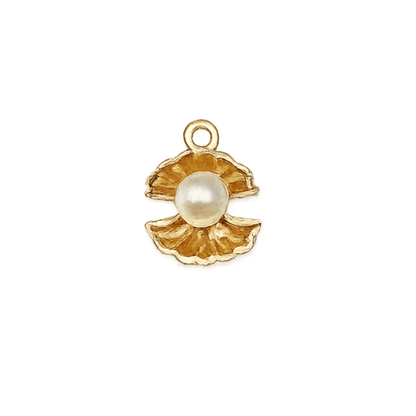 Gold Pearl Seashell Charm | Coastal Oyster & Pearl Charm Collection