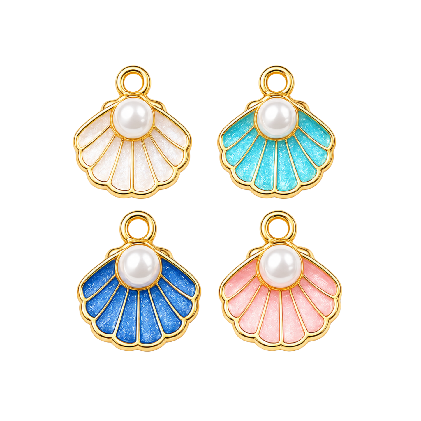 Open Pearl Seashell Charm | Gold Coastal Shell Charm
