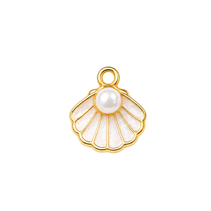 Open Pearl Seashell Charm | Gold Coastal Shell Charm