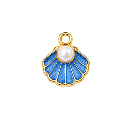 Open Pearl Seashell Charm | Gold Coastal Shell Charm