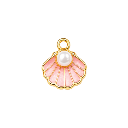Open Pearl Seashell Charm | Gold Coastal Shell Charm