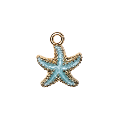 Light Blue Coastal Sea Life Charms | Starfish, Scallop Shell & Spiral Shell | Charm Bar