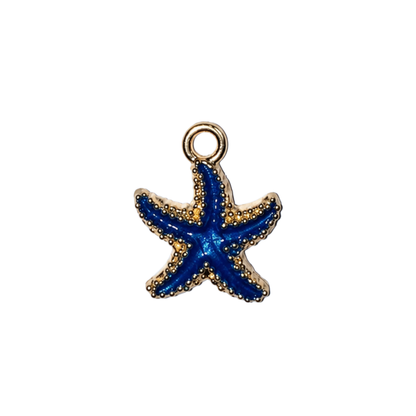 Dark Blue Coastal Sea Life Charms | Starfish, Scallop Shell & Spiral Shell | Charm Bar