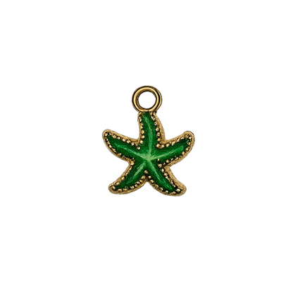 Dark Green Coastal Sea Life Charms | Starfish, Scallop Shell & Spiral Shell | Charm Bar