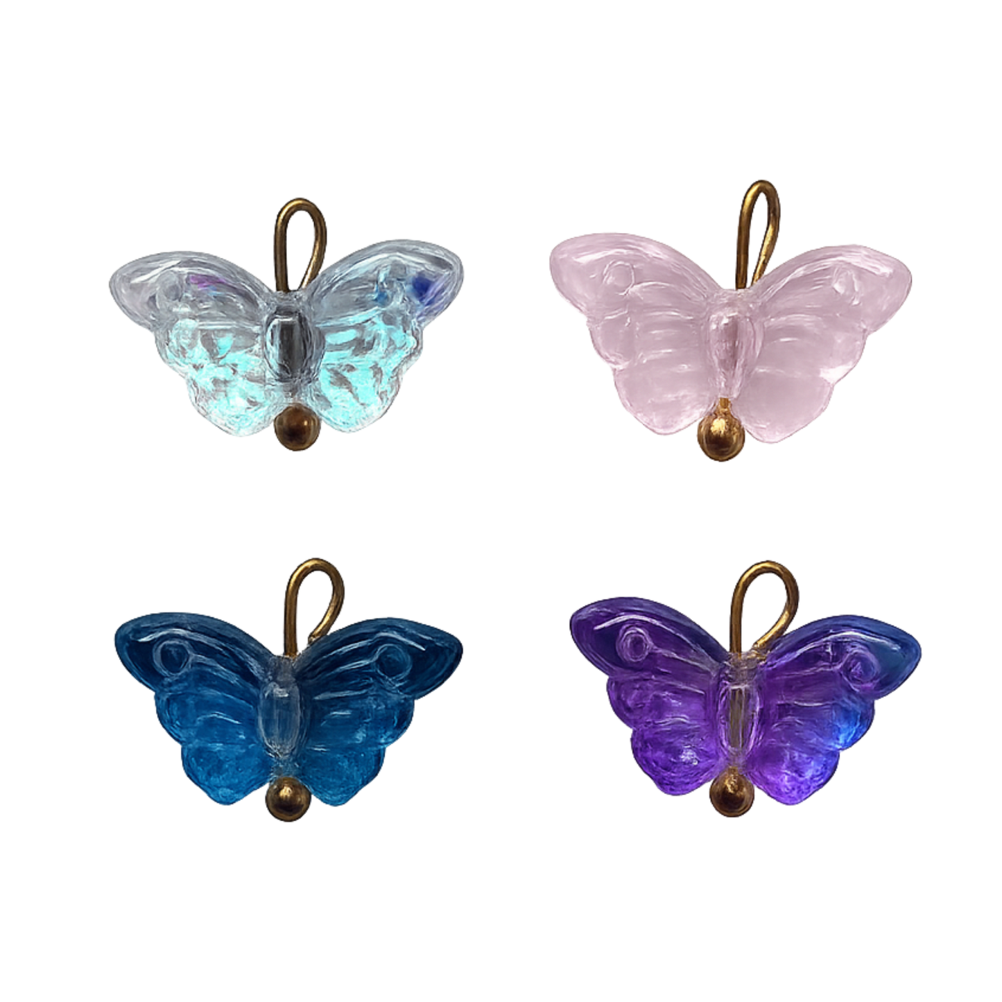 Resin Butterfly Charm | Iridescent & Colored Butterfly Charm | Gold Charm Bar