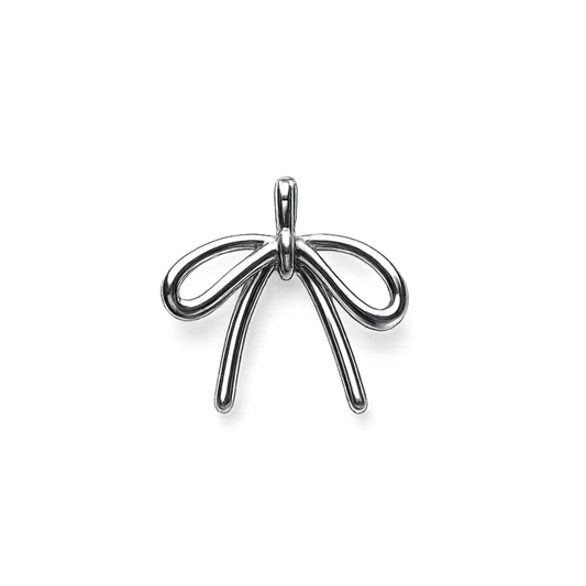 Silver Bow Charm | Minimalist Ribbon Bow Charm | Coquette Charm Bar
