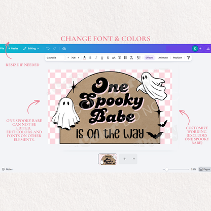 One Spooky Babe Is On The Way Baby Shower Birthday Banner Template | Halloween Party Decor (Digital Download)