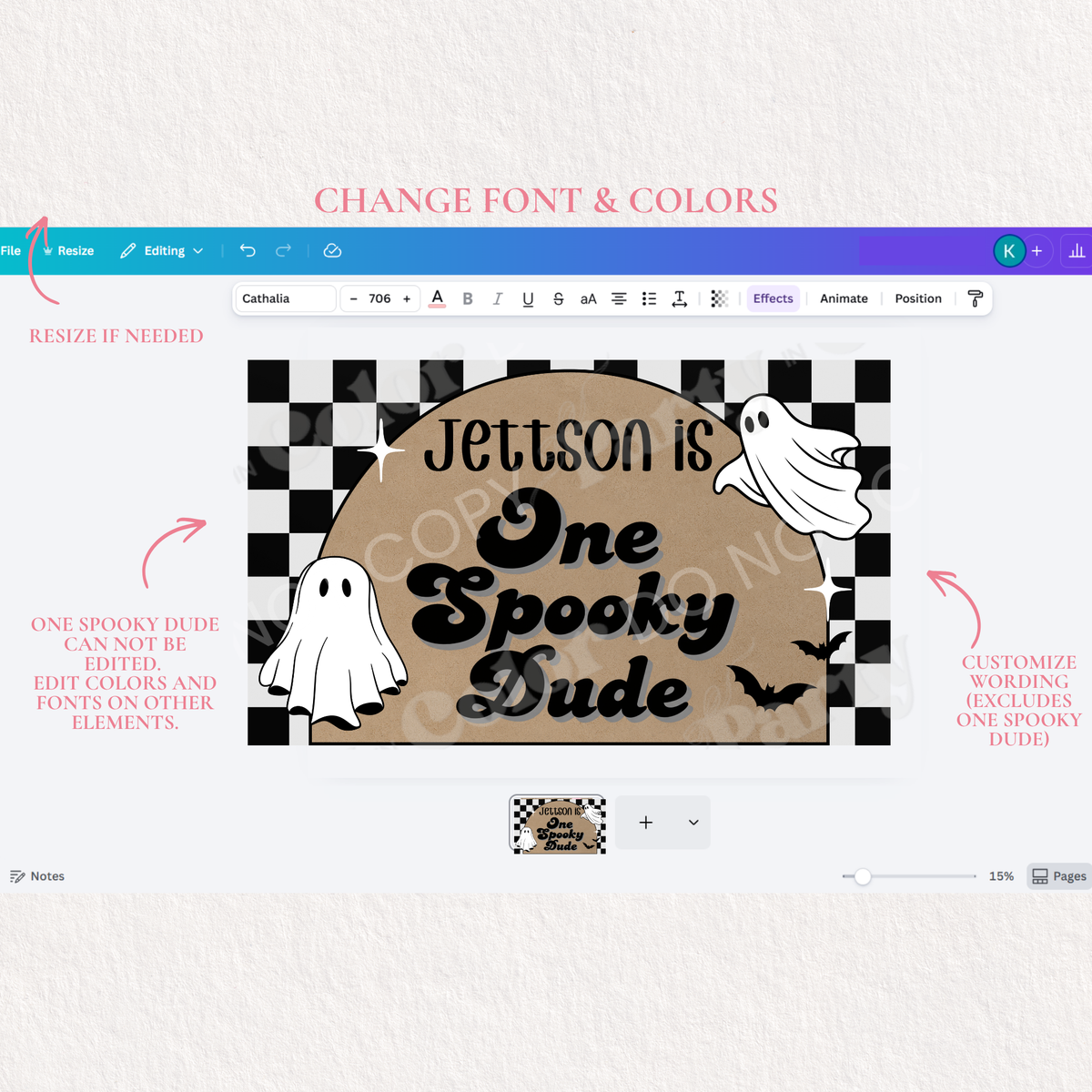 One Spooky Dude First Birthday Banner Template | Halloween Party Decor (Digital Download)