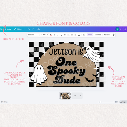 One Spooky Dude First Birthday Banner Template | Halloween Party Decor (Digital Download)