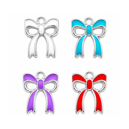 Ribbon Bow Charm | Colorful Silver Bow Charm | Coquette Charm Bar