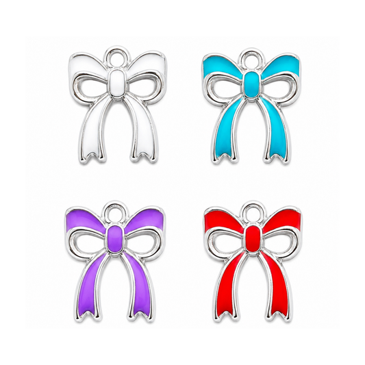 Ribbon Bow Charm | Colorful Silver Bow Charm | Coquette Charm Bar