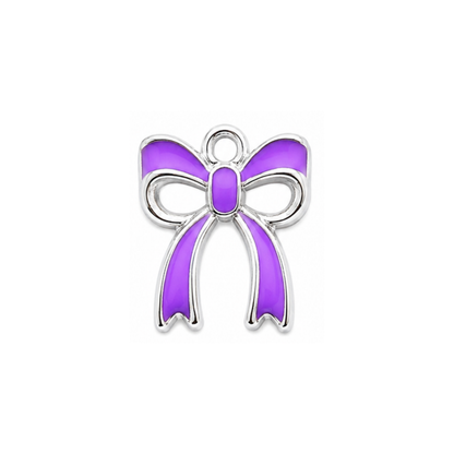 Ribbon Bow Charm | Colorful Silver Bow Charm | Coquette Charm Bar