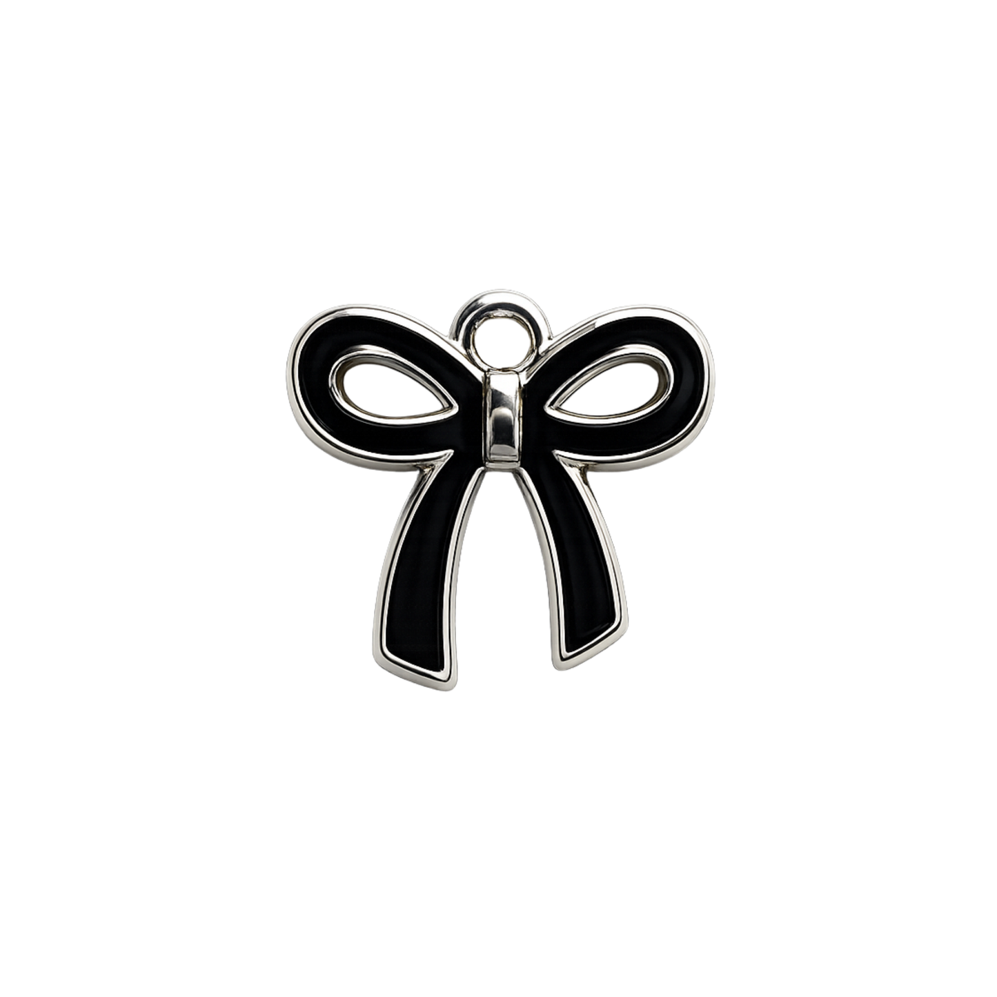Black Bow Charm | Black & Silver Ribbon Bow Charm | Coquette Charm Bar