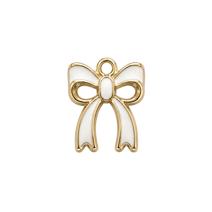 Ribbon Bow Charm | White & Black Gold Bow Charm | Coquette Charm Bar