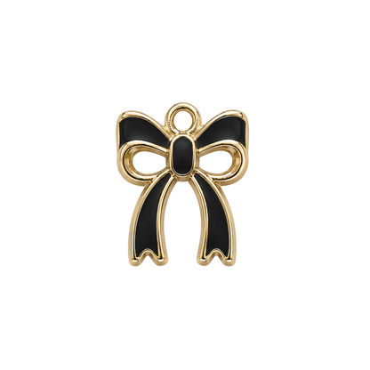 Ribbon Bow Charm | White & Black Gold Bow Charm | Coquette Charm Bar