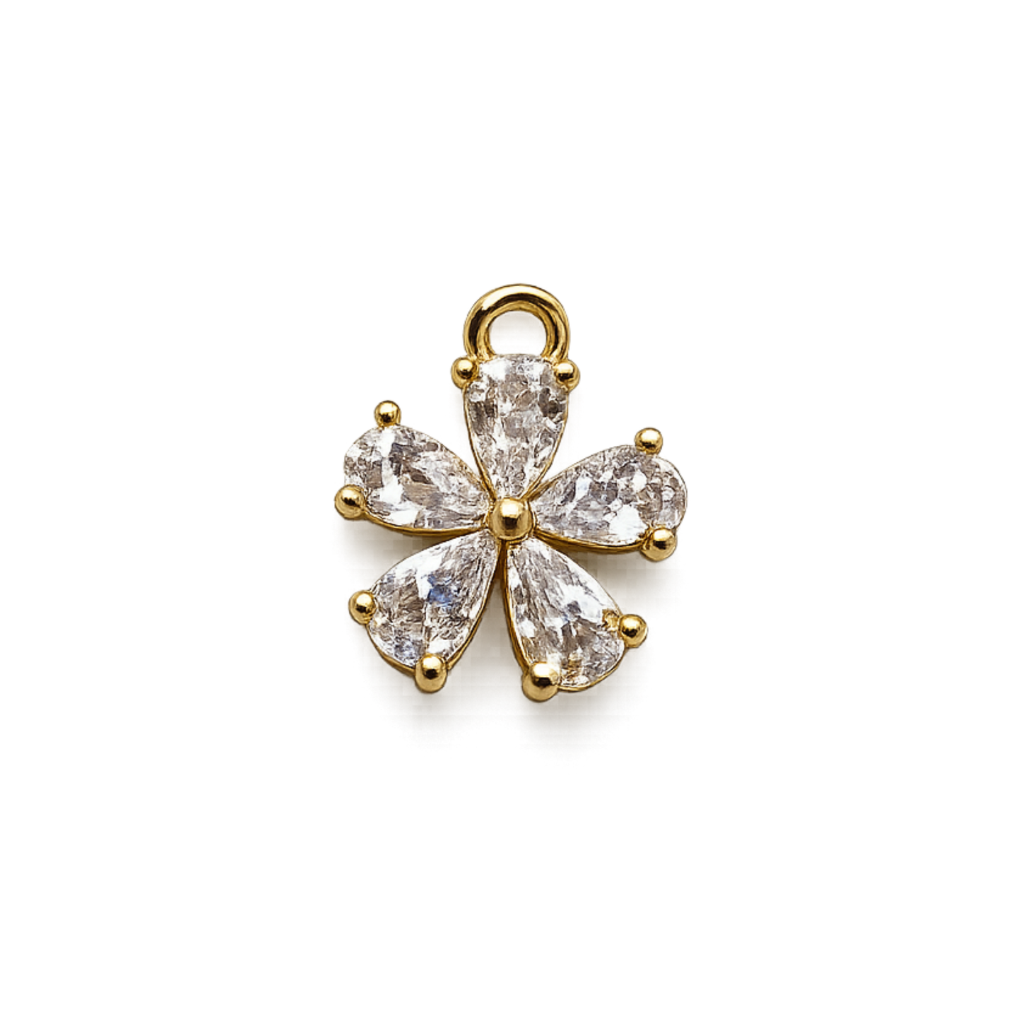 Crystal Flower Charm | Gold Rhinestone Flower Charm | Floral Charm Bar