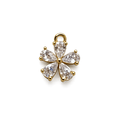 Crystal Flower Charm | Gold Rhinestone Flower Charm | Floral Charm Bar