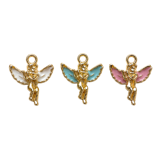 Cupid Charm | White, Blue & Pink Angel Charm | Valentine Charm Bar