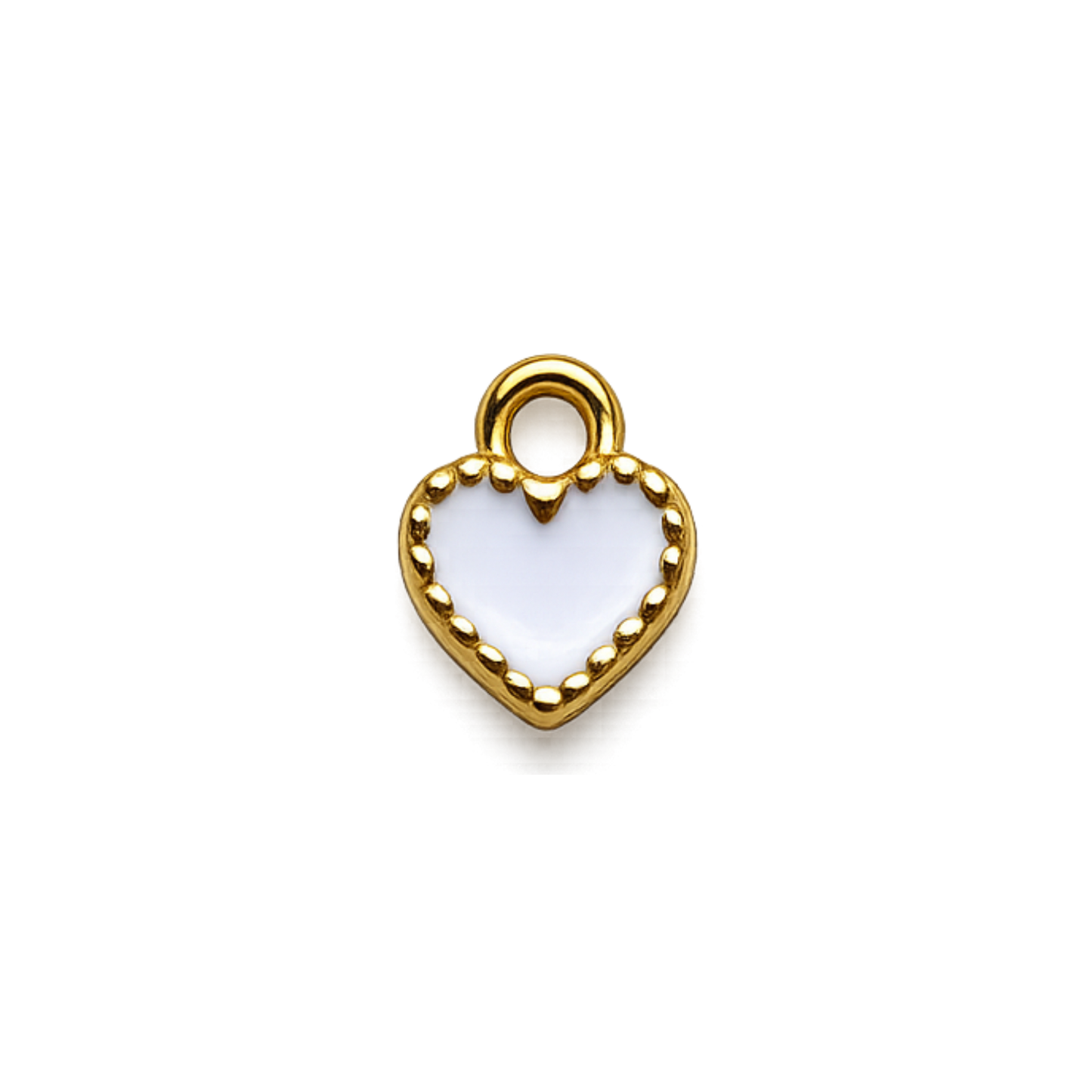 Mini Heart Charm | White, Pink & Black Gold Heart Charm | Charm Bar