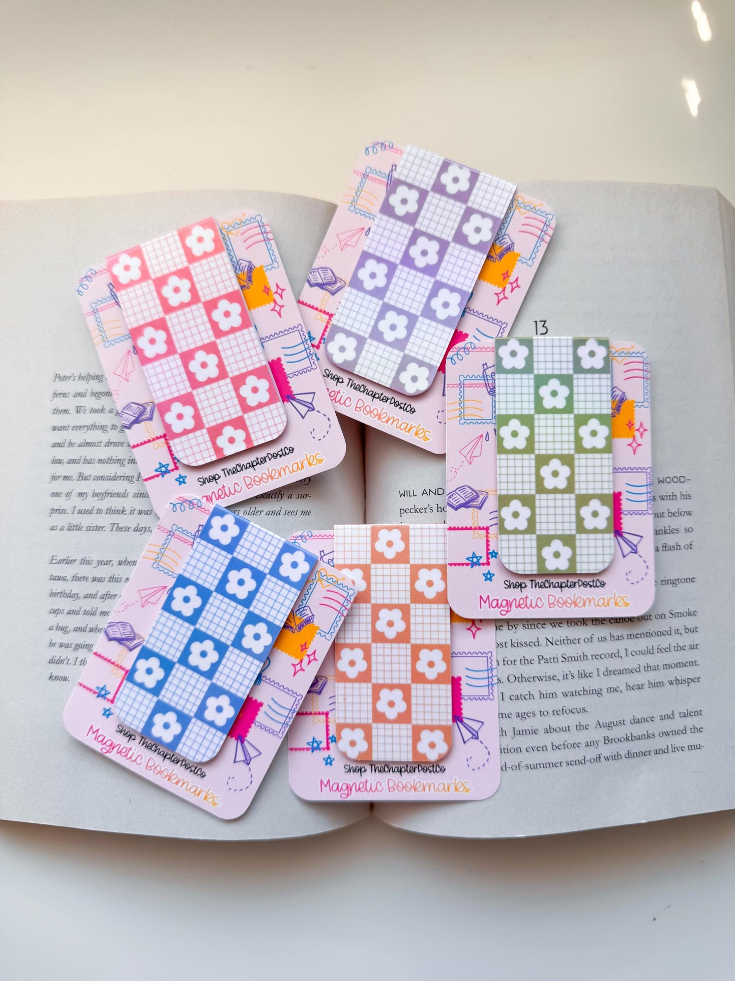 Plaid Daisy Magnetic Bookmarks