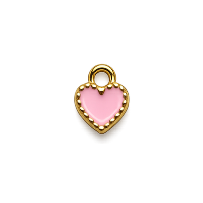 Mini Heart Charm | White, Pink & Black Gold Heart Charm | Charm Bar