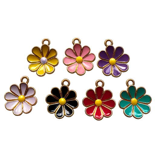 Daisy Flower Charm | Colorful Enamel Floral Charm | Retro Charm Bar