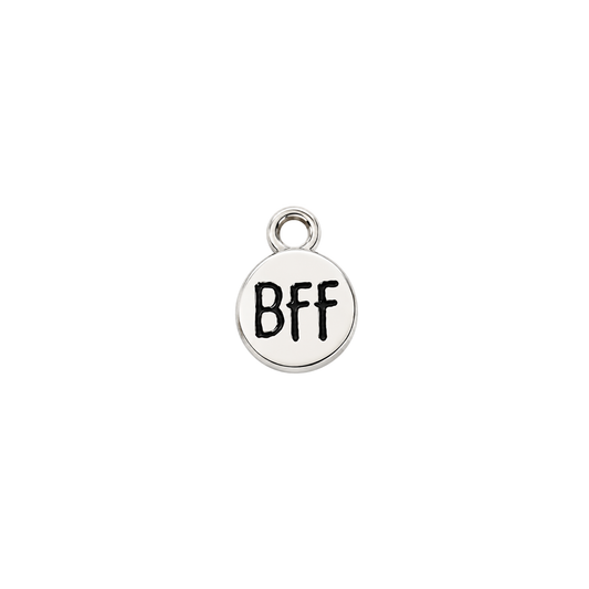 BFF Friendship Charm | Silver Best Friends Charm | Mini Round Charm Pendant