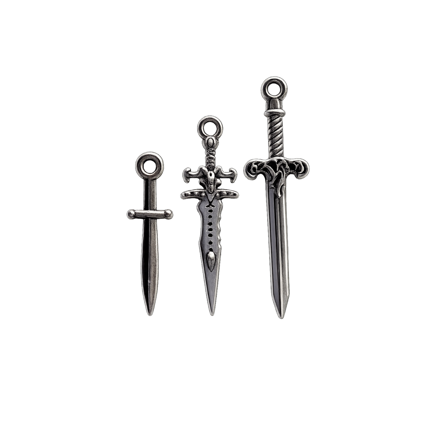 Silver Sword Charms | Fantasy Dagger & Sword Charm Collection | Bookish Charm Bar Accessories