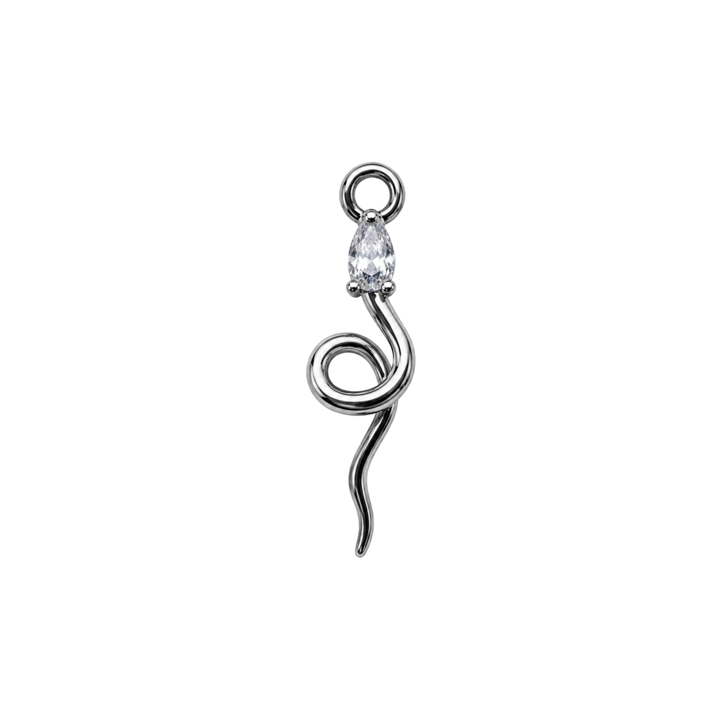 Silver Crystal Snake Charm | Dainty Serpent Charm | Gothic & Celestial Charm Pendant