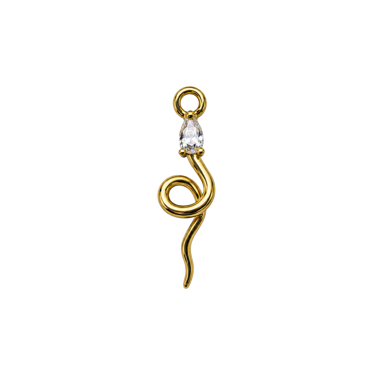 Gold Crystal Snake Charm | Dainty Serpent Charm | Gothic & Celestial Charm Pendant