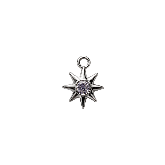 Silver Crystal North Star Charm | Celestial Star Charm | Tiny Silver Star Accent