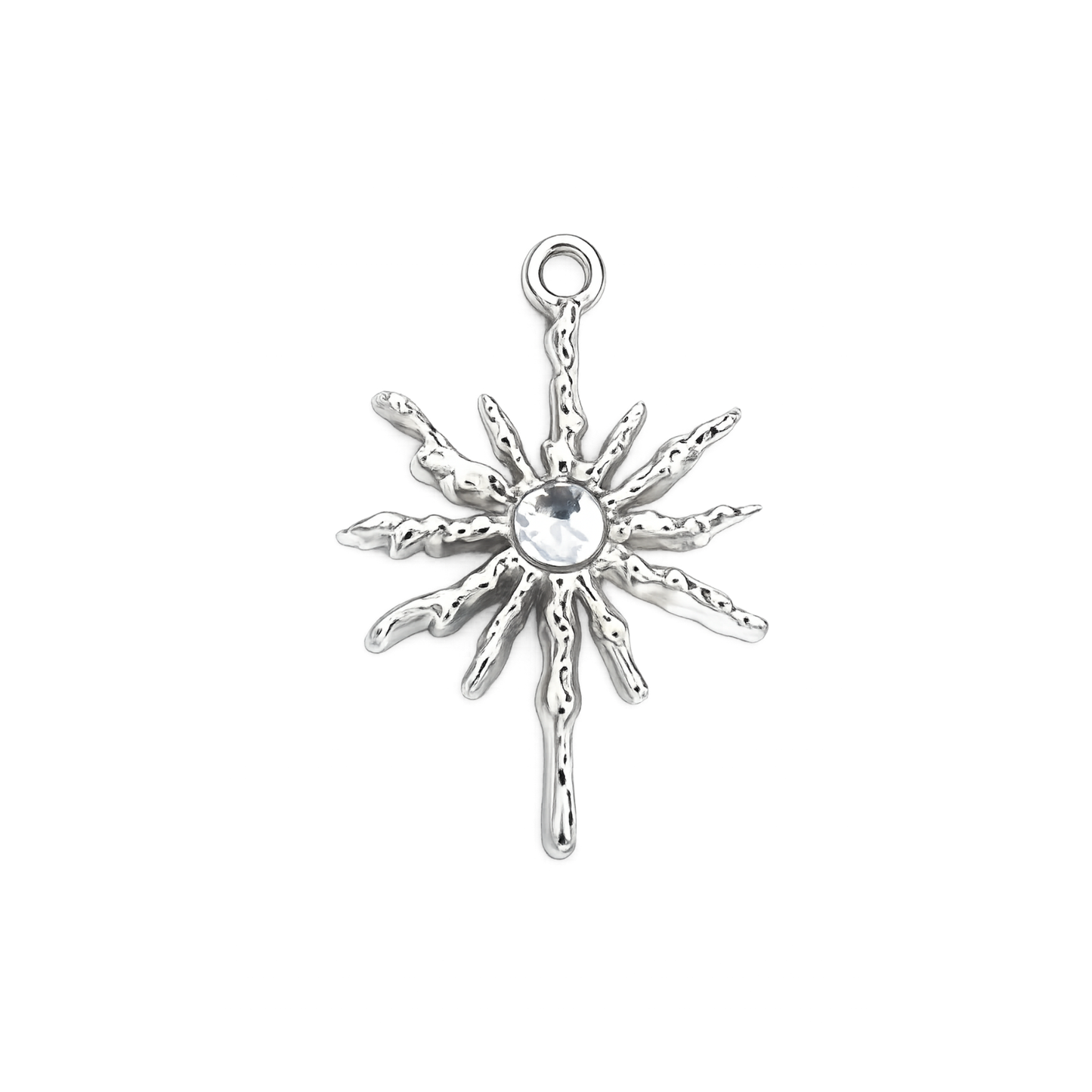 Silver Crystal Sun Charm | Celestial Sunburst Charm | Silver Sun Charm