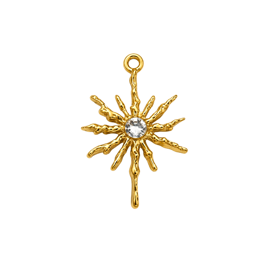 Gold Crystal Sun Charm | Celestial Sunburst Charm | Silver Sun Charm