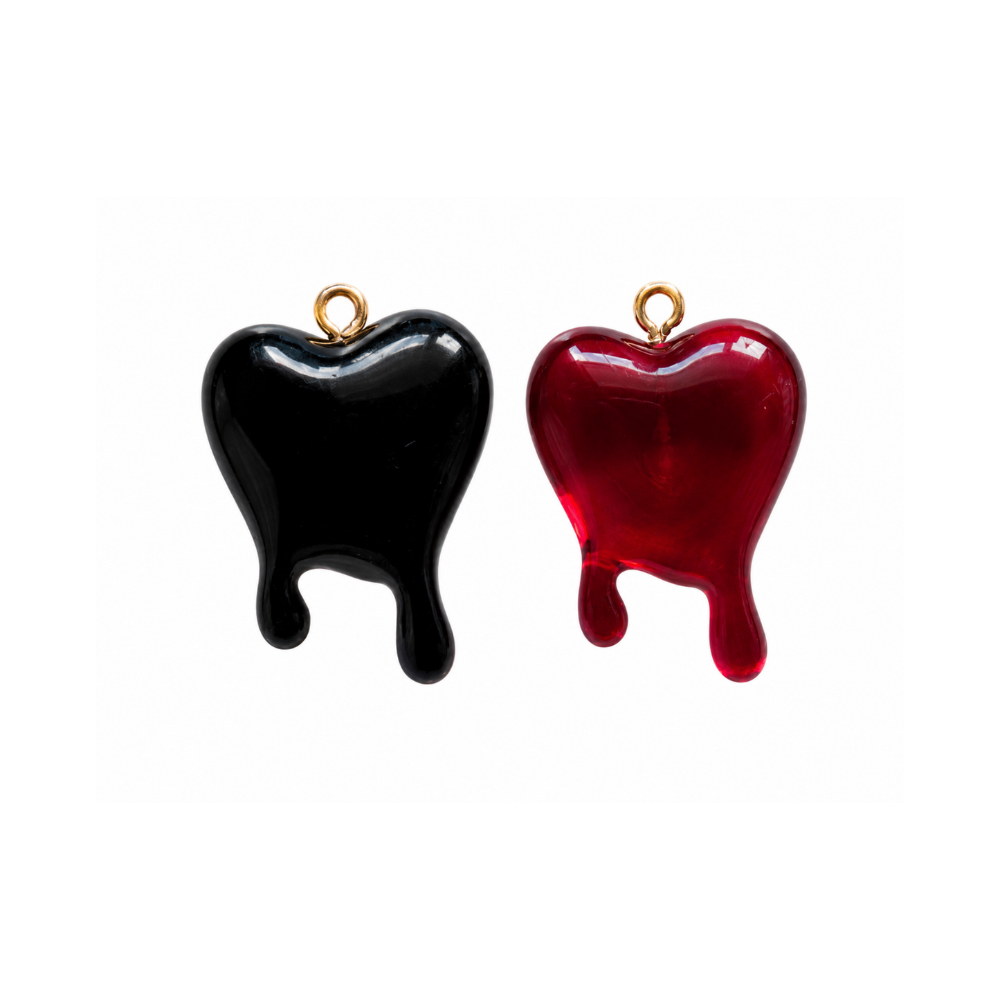 Dripping Heart Charms | Gothic Heart Charm | Black & Red Resin Heart Charm