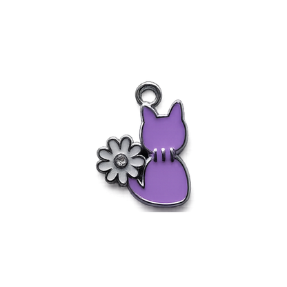 Enamel Cat & Daisy Charm | Colorful Floral Cat Accent Charm