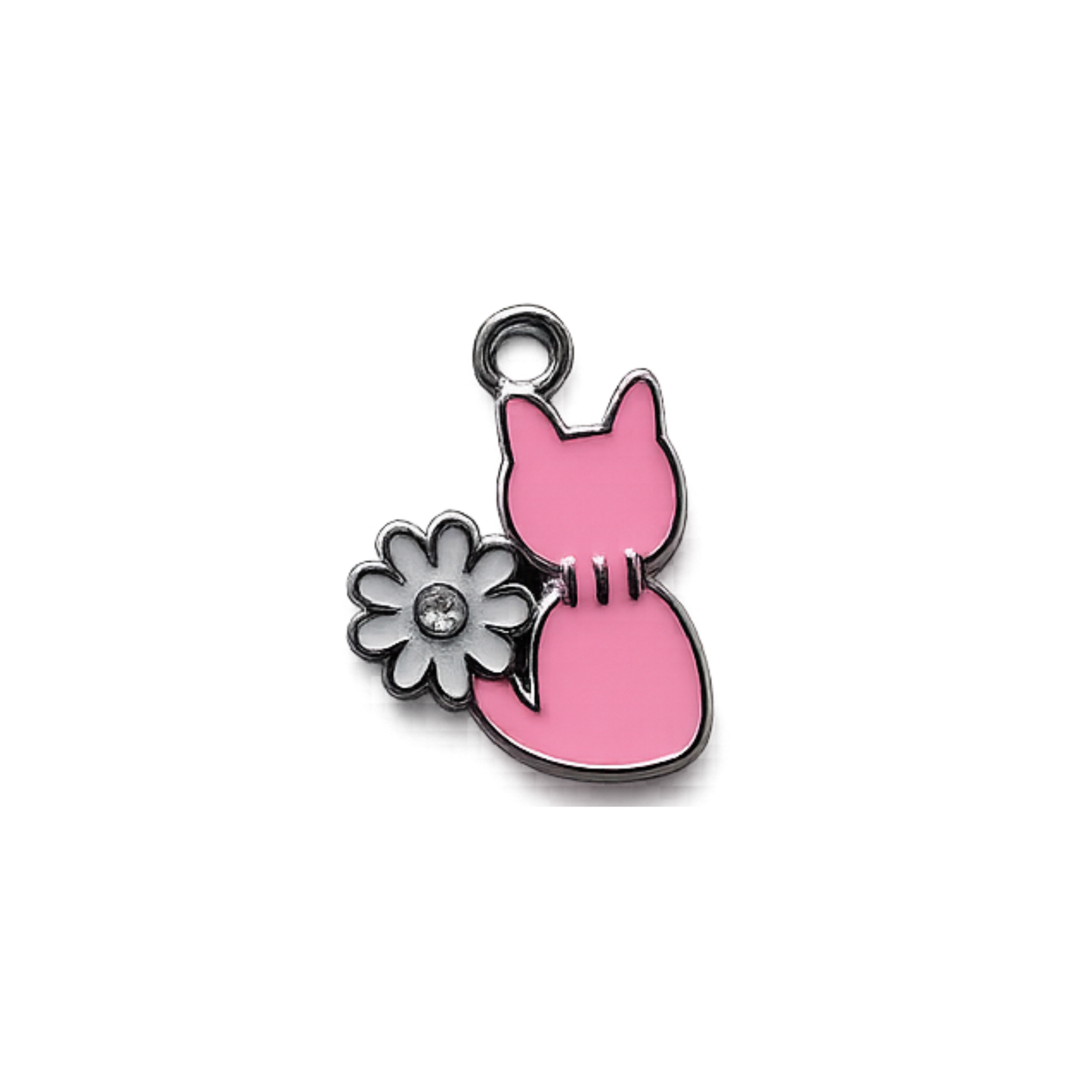Enamel Cat & Daisy Charm | Colorful Floral Cat Accent Charm