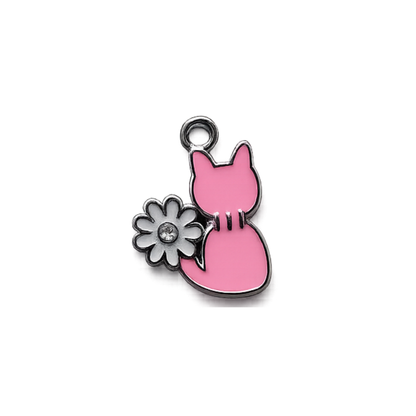 Enamel Cat & Daisy Charm | Colorful Floral Cat Accent Charm