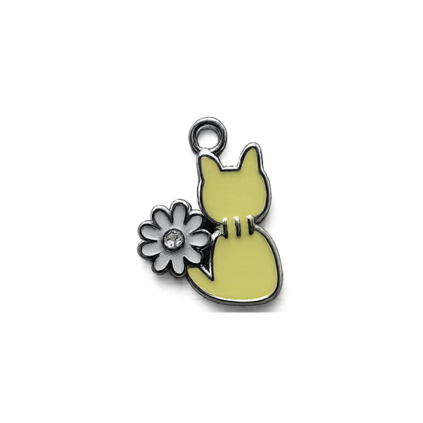 Enamel Cat & Daisy Charm | Colorful Floral Cat Accent Charm