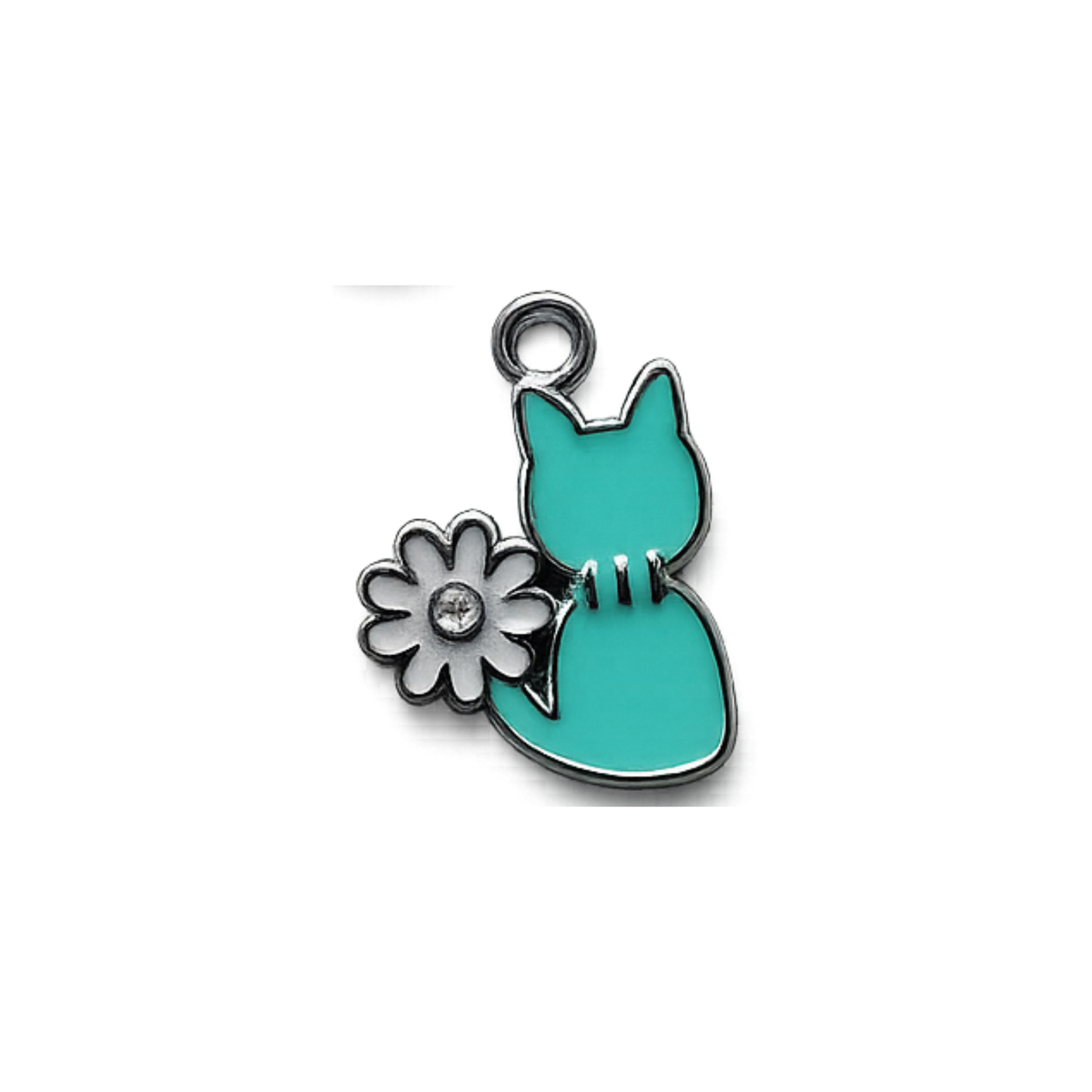 Enamel Cat & Daisy Charm | Colorful Floral Cat Accent Charm