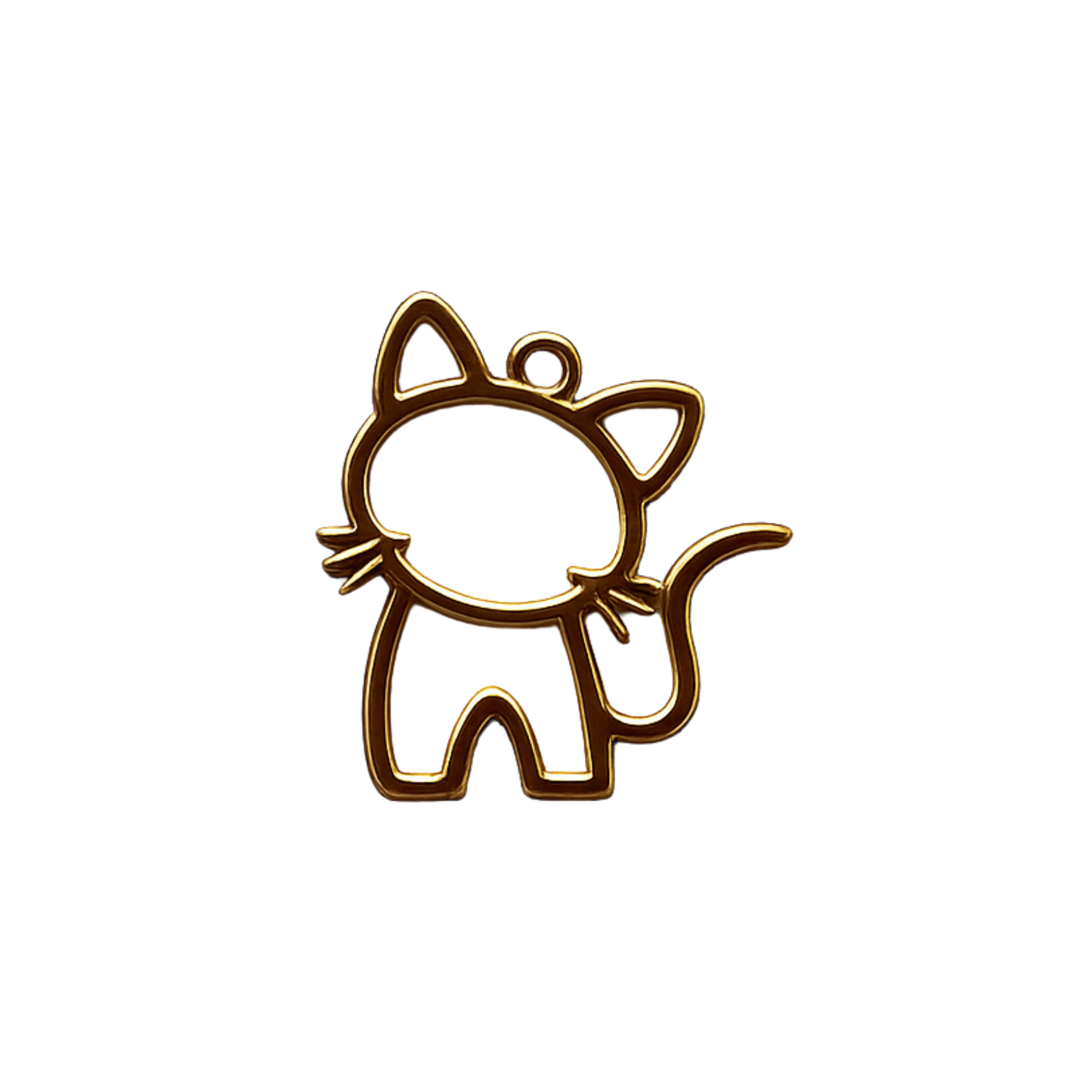 Large Gold Open Cat Outline Charm | Minimalist Cat Silhouette Accent Charm