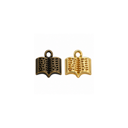 Open Book Charm | Mini Reading Book Charm | Gold or Antique Bronze
