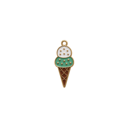 Ice Cream Cone Charm | Enamel Double Scoop Ice Cream Charm